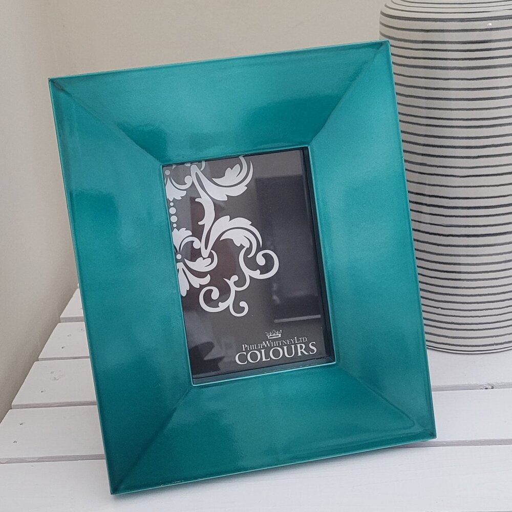 NEW  lacquered wood frame in TURQUOISE color